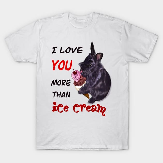 The Best Valentine’s Day Gift ideas 2022, Valentine message with lion head bunny rabbit licking ice cream with Cherry on top. Bunny Rabbits Valentine’s day T-Shirt by Artonmytee